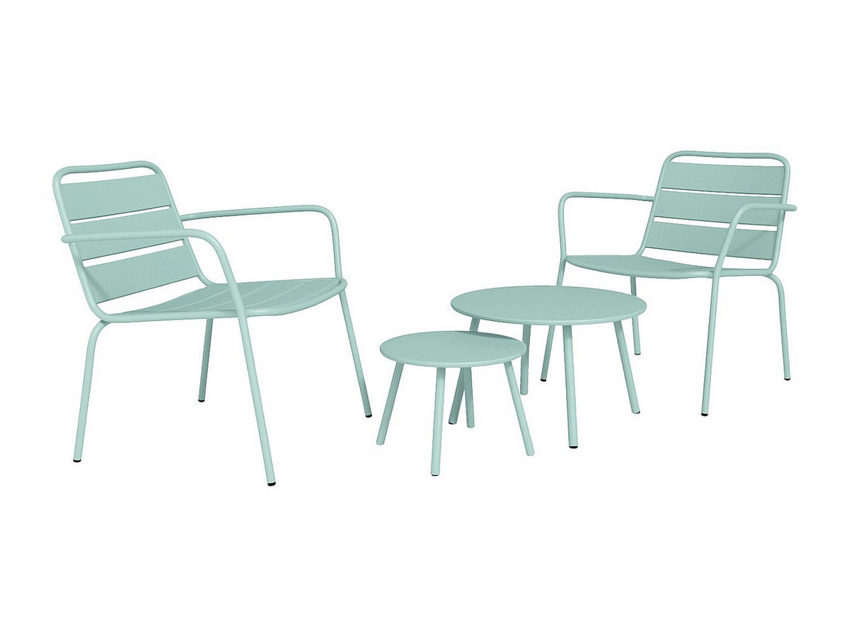 GARTENSITZGRUPPE im Set - 2 Personen-Sitzer - Metall - Mandelgrün - - Grün, Metall - Vente-Unique