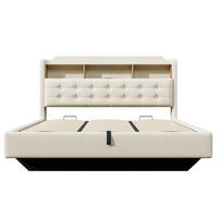 POLSTERBETT 180/200 cm Beige, mit Leinenstoff, LED-Licht und Stauraumfunktion - Beige, Textil