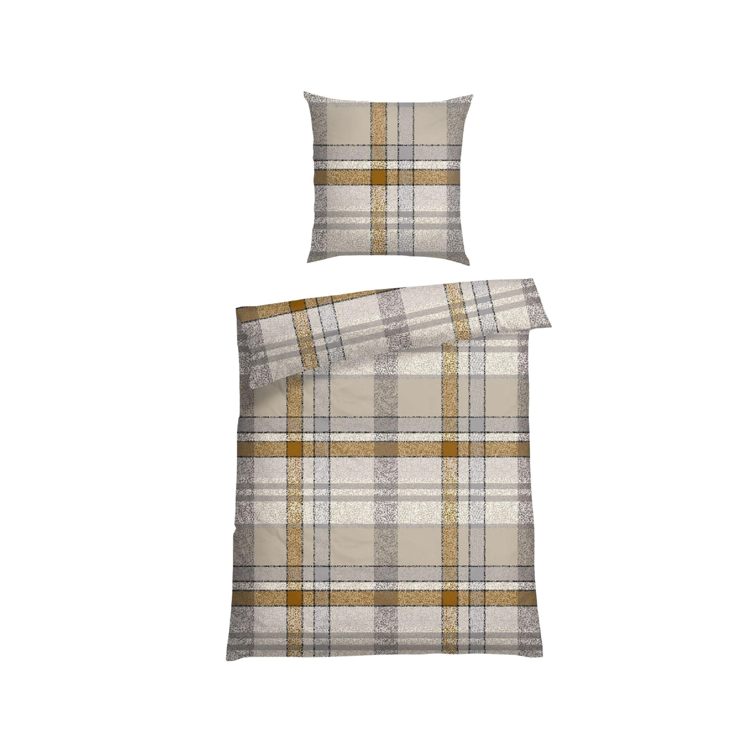 BETTWÄSCHESET Arno - Feinbiber - 2-teilig - 135x200 cm - Natur-Grau - Naturfarben, Textil (135/200cm) - SCHIESSER