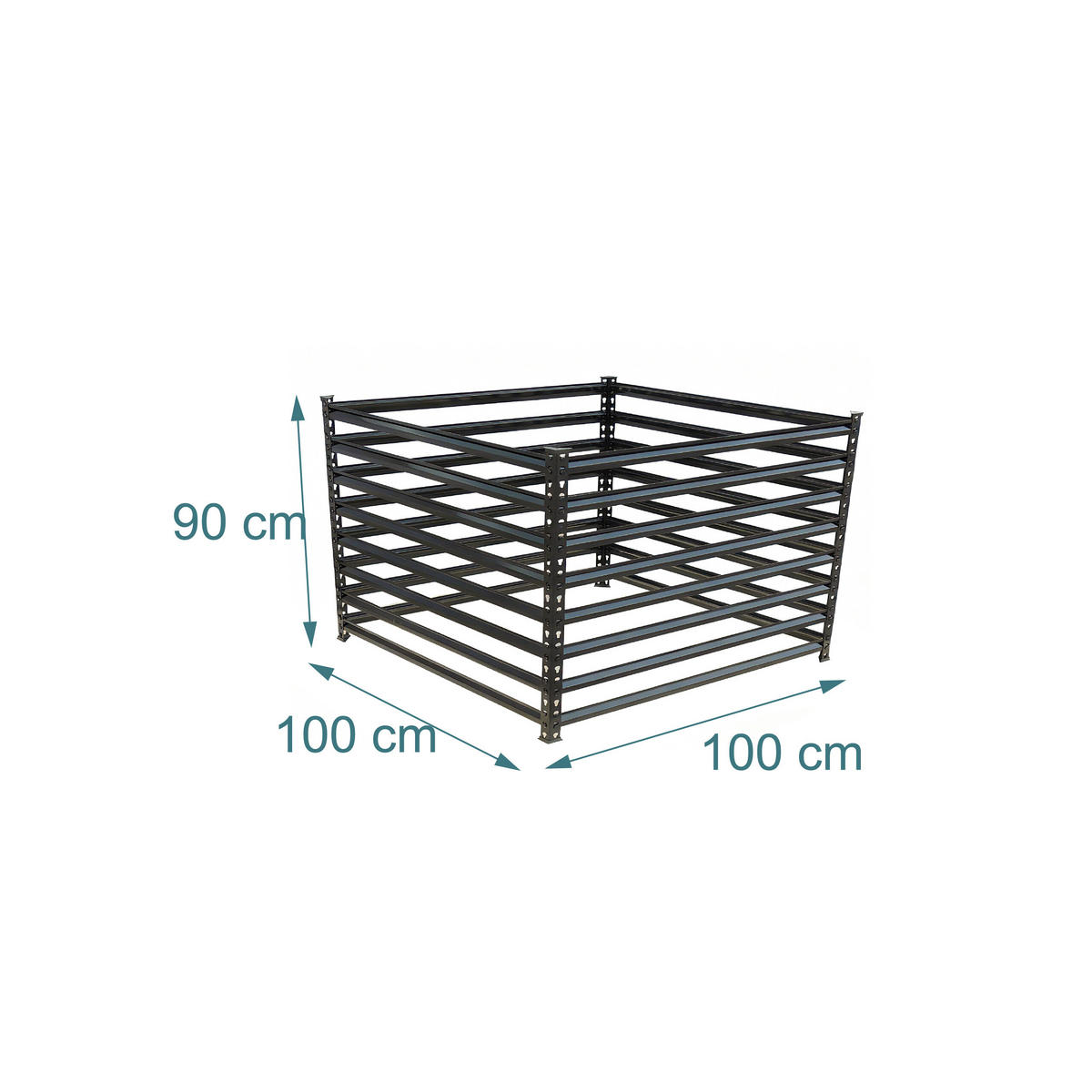 COMPOSTOR Negru oțel galvanizat - negru, material plastic/metal (100/91.3/100cm) - Relaxdays
