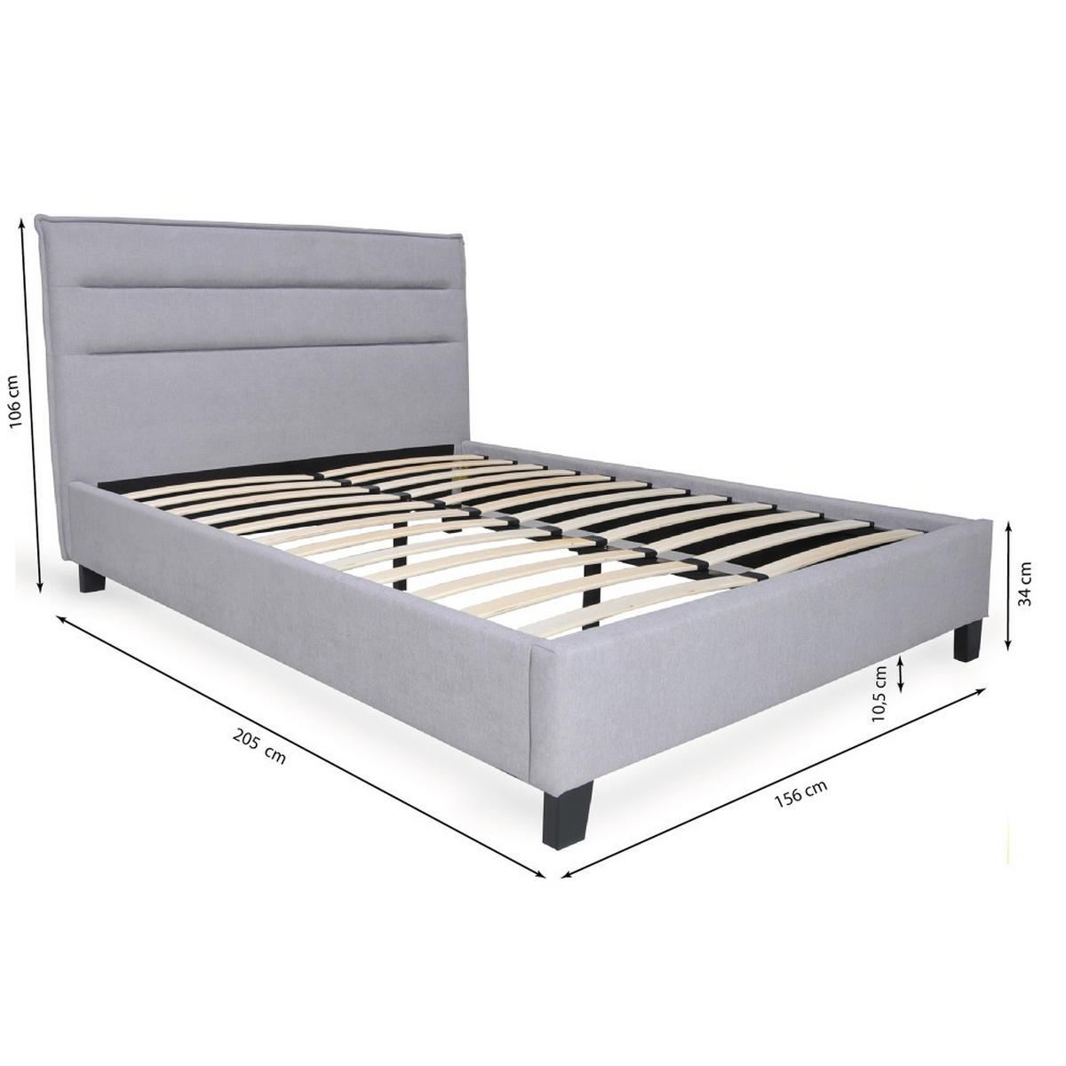 BETT LACANAU mit Lattenrost / Bett 140x190 - Hellgrau - Hellgrau, Holzwerkstoff (140/190cm) - Weber Industries