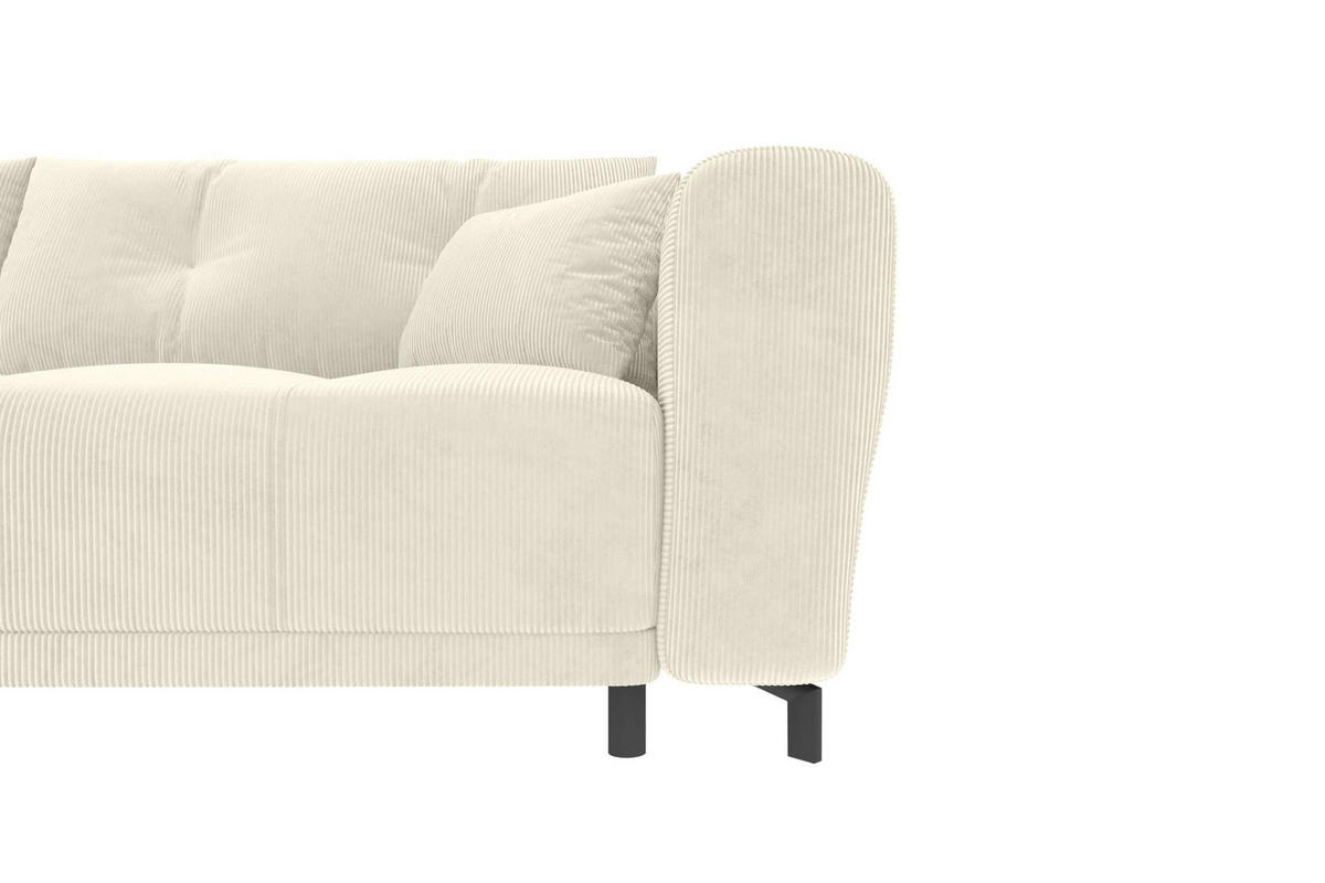 ECKSOFA Massimo Cordstoff Creme inkl. Schlaffunktion Links - Creme/Schwarz, Textil/Metall (246/177cm) - 99rooms