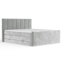 BOXSPRINGBETT Ava Hellgrau 140/200 cm - Hellgrau/Schwarz, Holz/Holzwerkstoff (140/200cm) - Maison de Reve