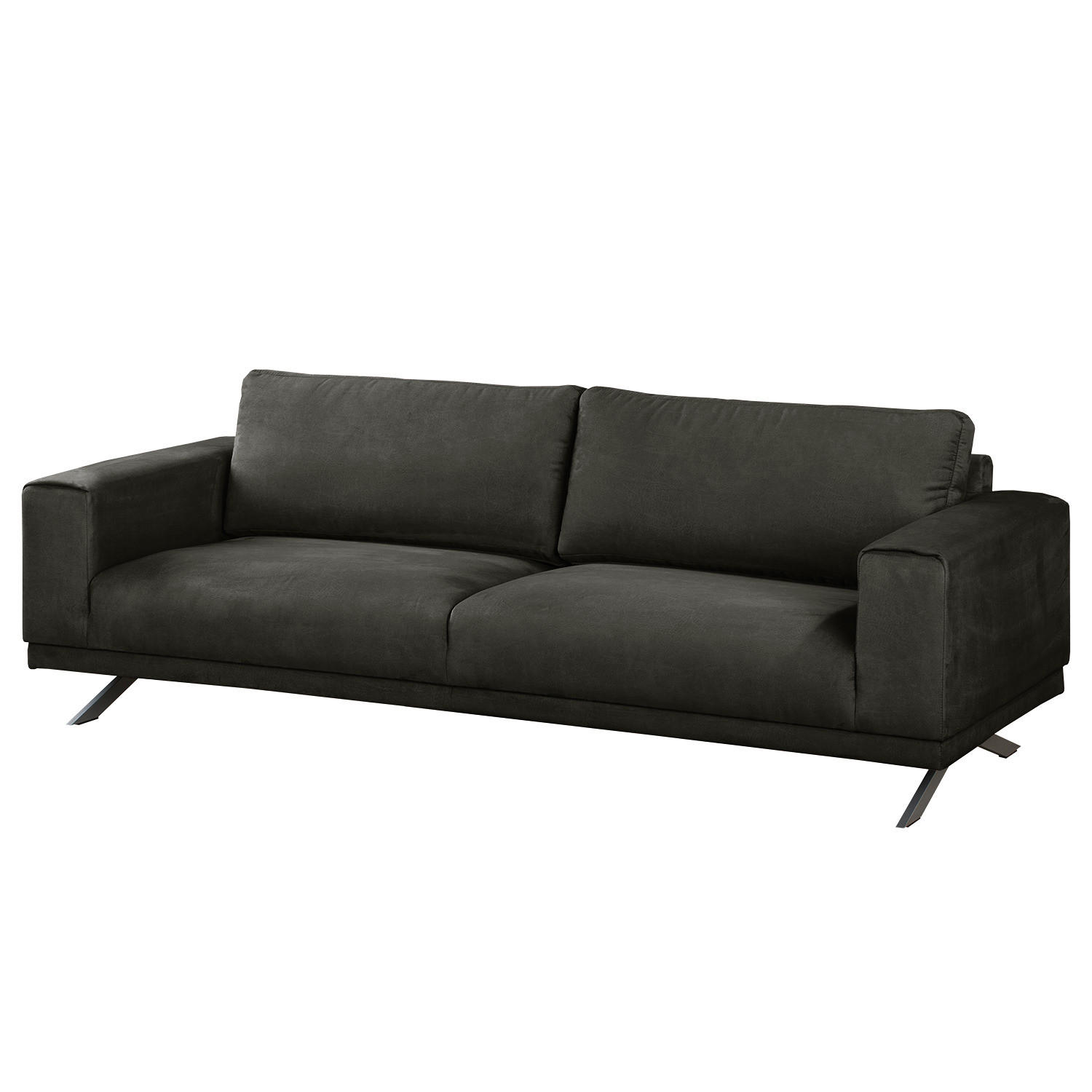 3-SITZER SOFA - Antiklederlook - Dunkelgrau, Textil (236/81/89cm) - home24