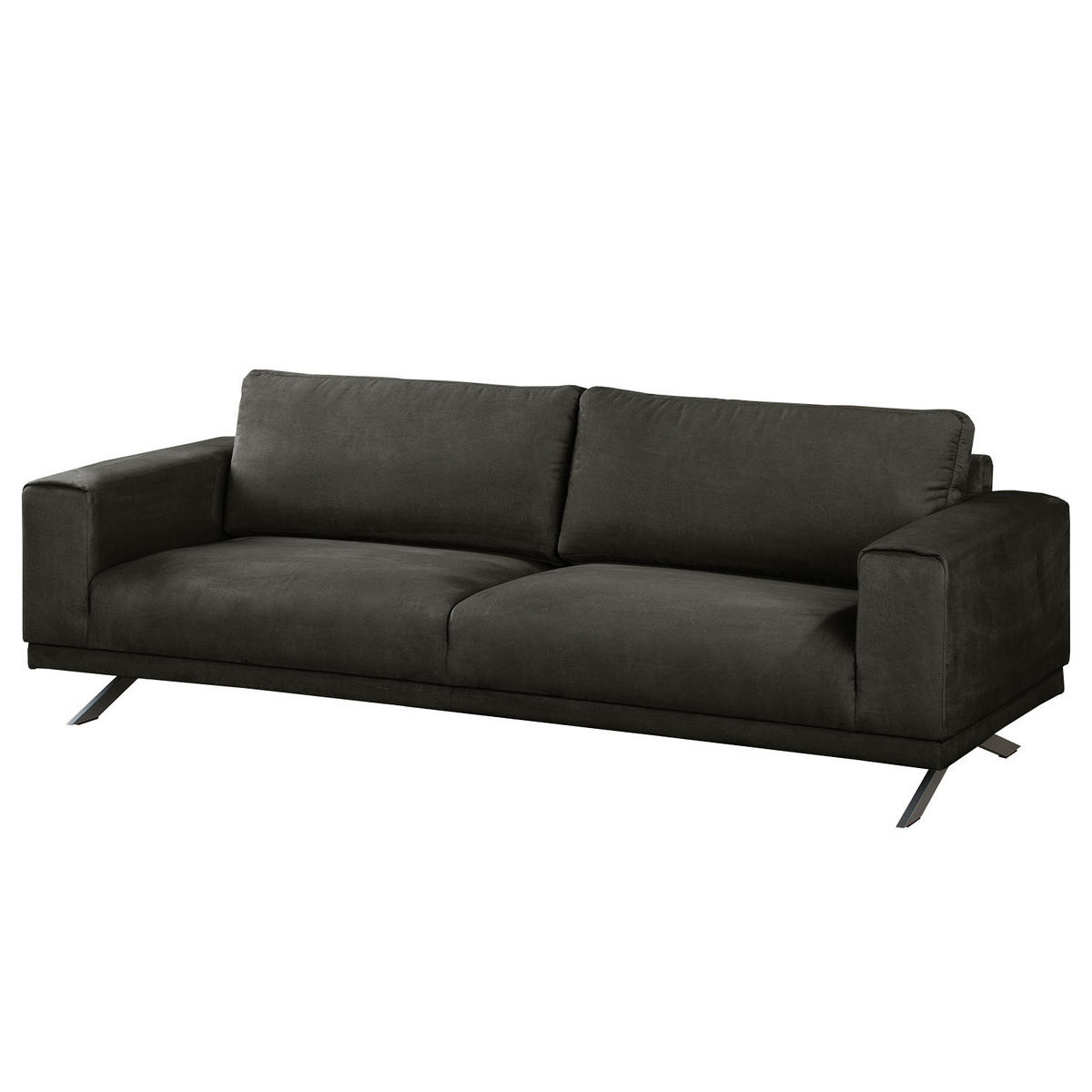 3-SITZER SOFA - Antiklederlook - Dunkelgrau, Textil (236/81/89cm) - home24