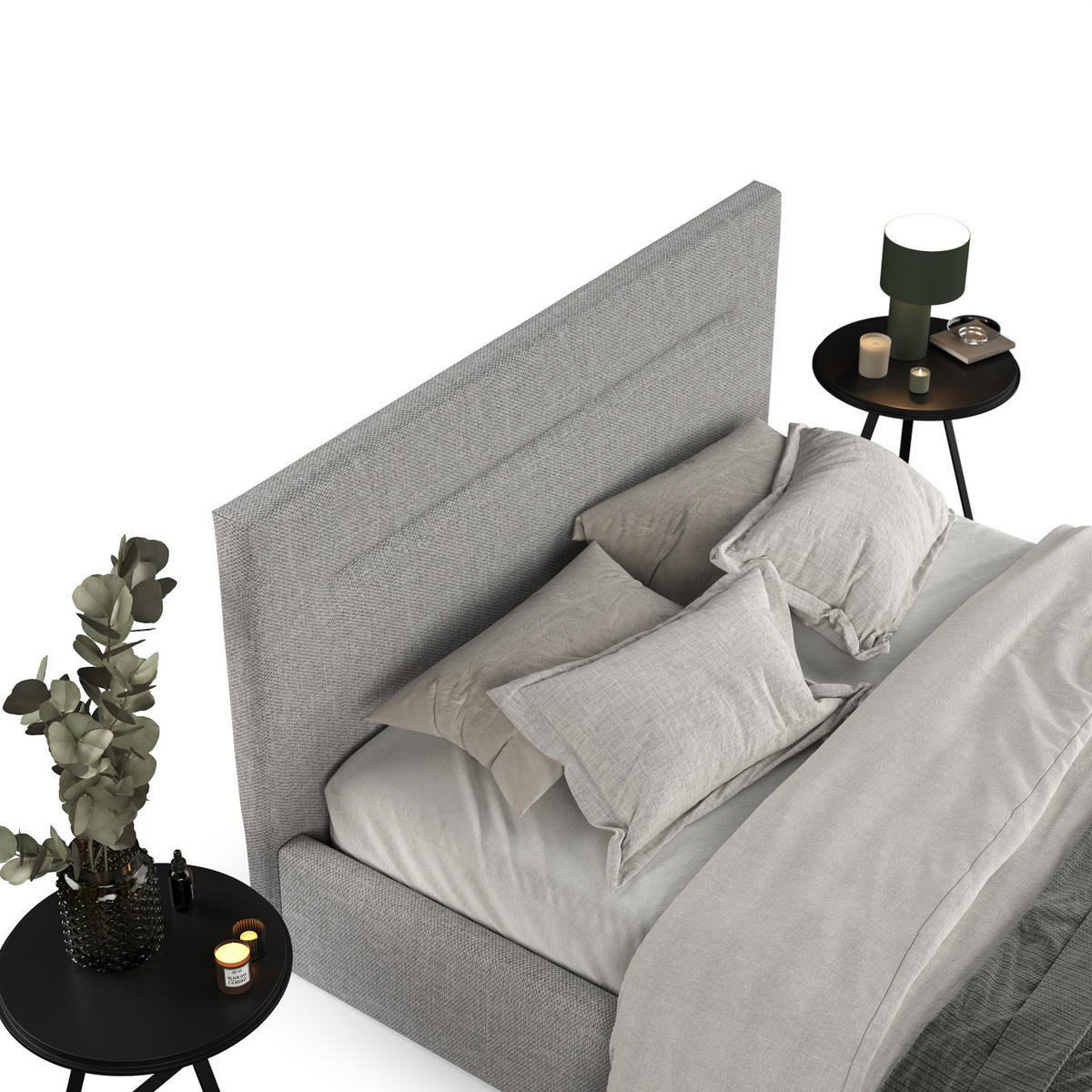 POLSTERBETT Liline 160/200 cm Hellgrau im Inari Stoff - Hellgrau/Schwarz, Holz/Holzwerkstoff (160/200cm) - AltaBeds