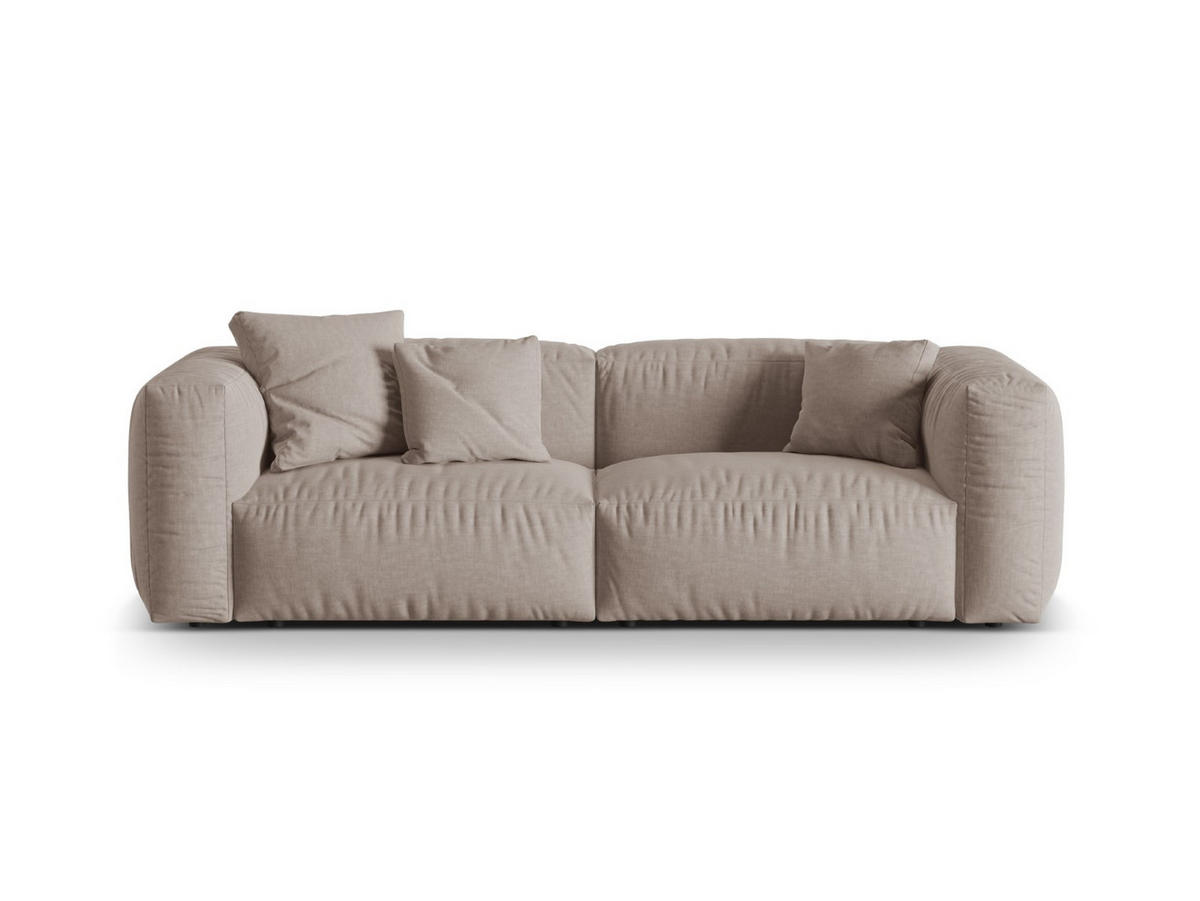 SOFA modular Martina aus strukturiertem Stoff dunkelbeige 3 Sitzplätze - Mokka, Textil (106/75/240cm) - Micadoni