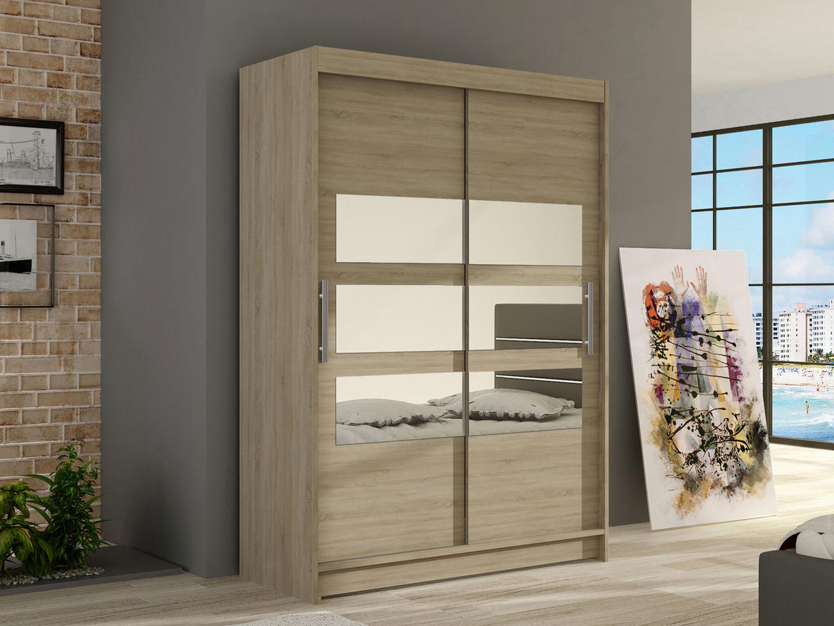 KLEIDERSCHRANK Miami V - Silberfarben/Sonoma Eiche, Holzwerkstoff/Kunststoff (120/200/58cm) - MIRJAN24