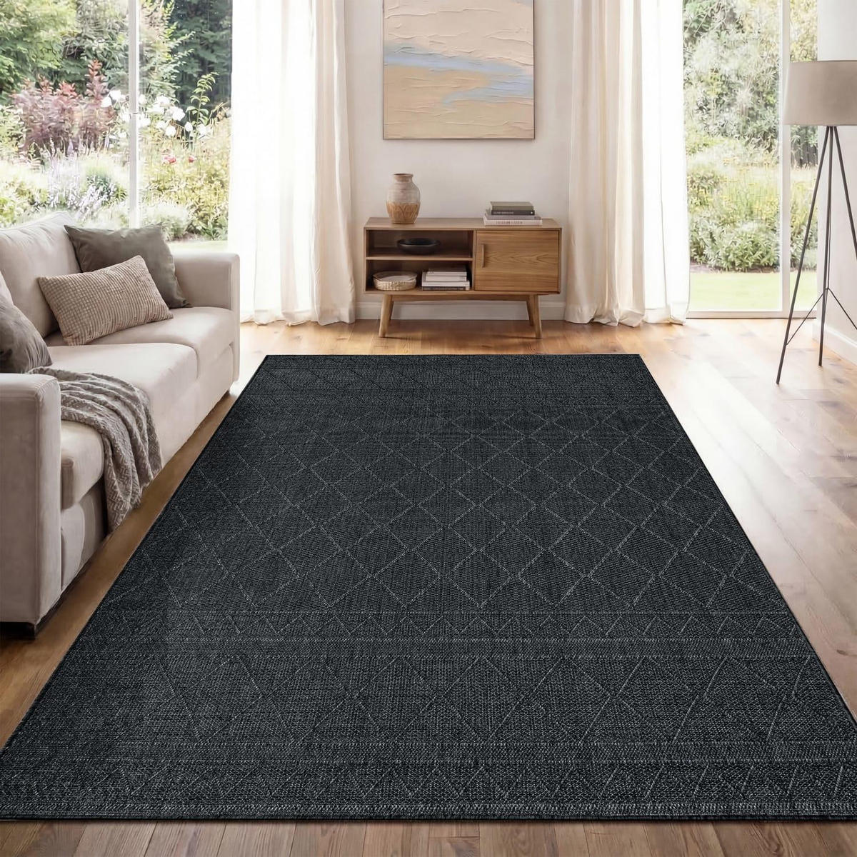 OUTDOOR-TEPPICH VERMONT 191 ANTHRAZIT 80X250 - Anthrazit, Kunststoff (80/250cm) - Paco Home