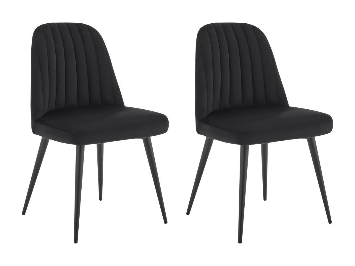 STUHL 2er-Set - Samt & Metall - Schwarz - ELEANA - Schwarz, Textil (52/81/49cm) - Vente-Unique