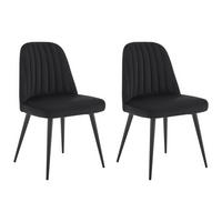 STUHL 2er-Set - Samt & Metall - Schwarz - ELEANA - Schwarz, Textil (52/81/49cm) - Vente-Unique