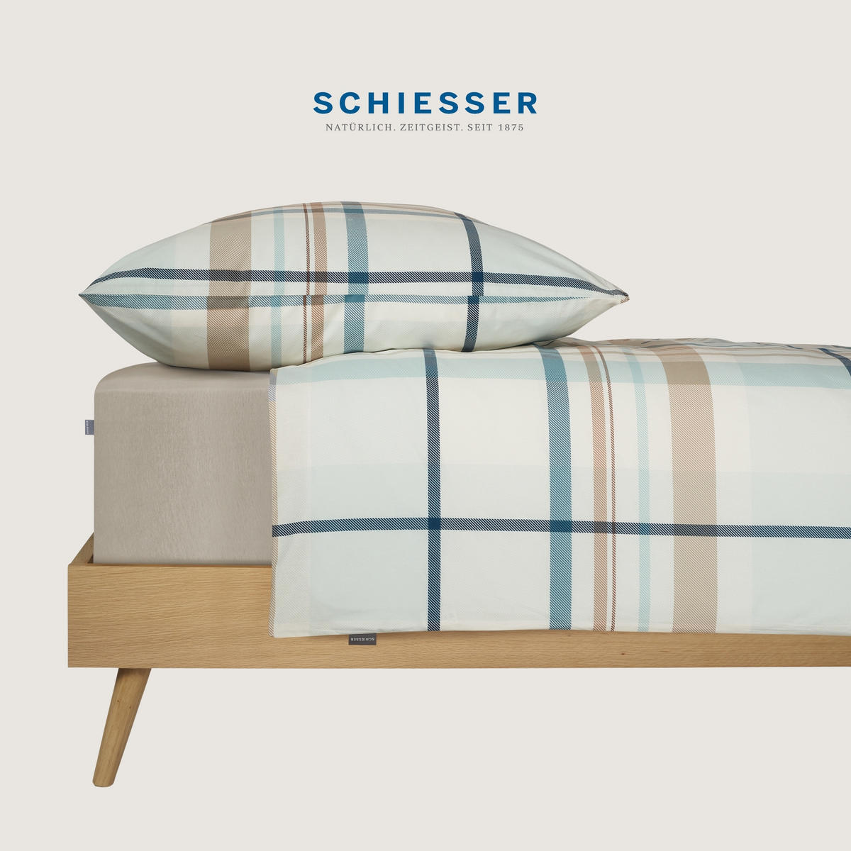 BETTWÄSCHESET Ezra - Renforcé - 2-teilig - 155 x 220 cm - Hellpetrol - Hellblau, Textil (155/220cm) - SCHIESSER
