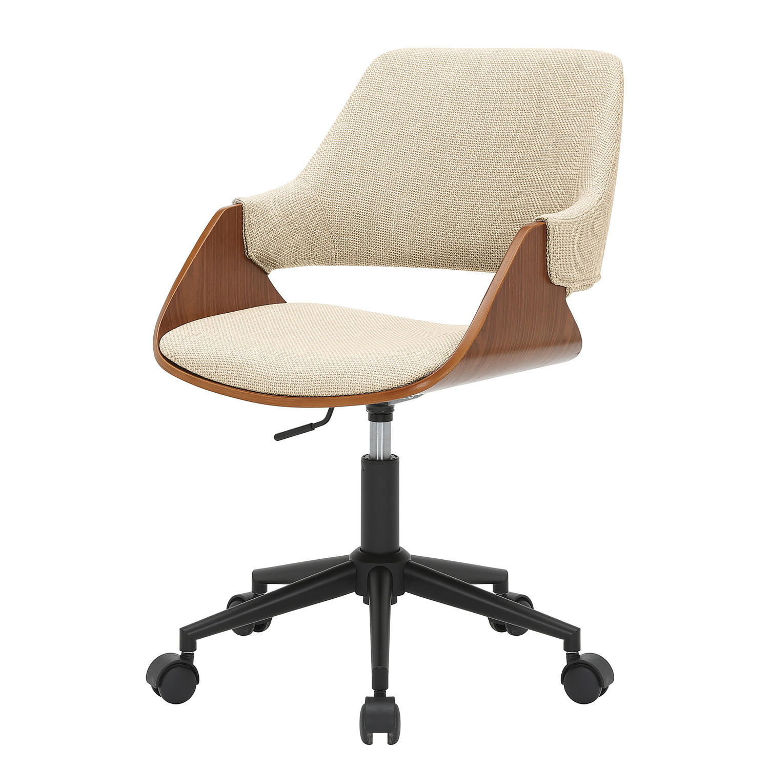 BÜRODREHSTUHL - Strukturstoff / Eisen - Schwarz/Braun, Textil/Metall (51/78/57cm) - home24