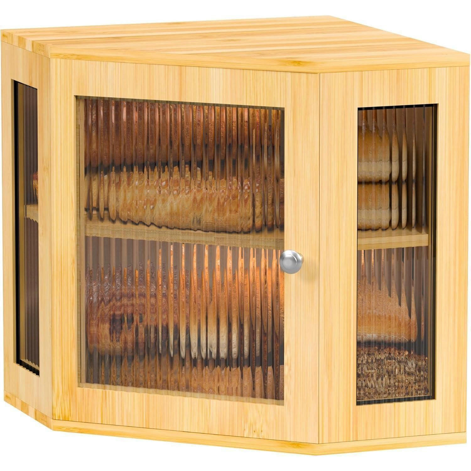 BROTKASTEN Ecke Bambus 32 x 32 x 35 cm - Hellbraun, Naturmaterialien (17.5/31/40cm)