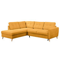 ECKSOFA mit Ottomane - Gelb/Braun, Holz/Textil (230/200cm) - home24