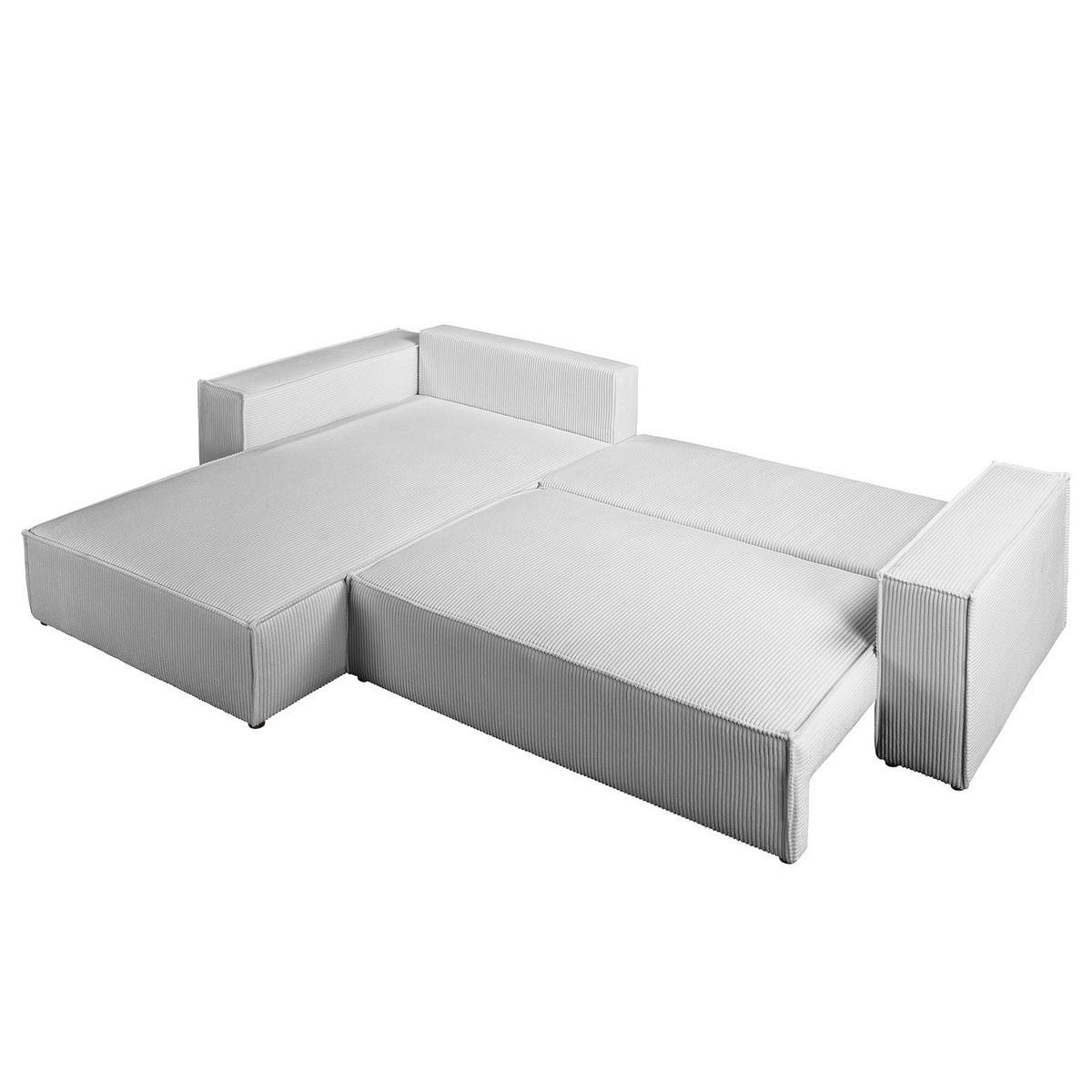 ECKSOFA mit Schlaffunktion - 290 cm - Hellgrau/Schwarz, Kunststoff/Textil (290/185cm) - home24