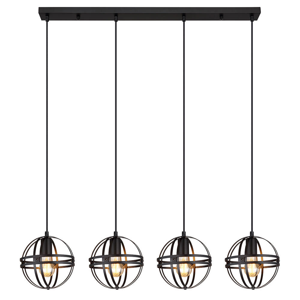 HÄNGELEUCHTE Metall Schwarz matt 4-flammig - Schwarz, Metall (100/20/120cm) - Globo Lighting