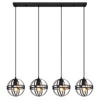 HÄNGELEUCHTE Metall Schwarz matt 4-flammig - Schwarz, Metall (100/20/120cm) - Globo Lighting