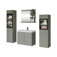 BADMÖBEL-SET Madrit I mit weißer LED Beleuchtung - Grün, Holzwerkstoff (30/132/30cm) - MIRJAN24