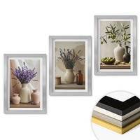 WANDBILDER 3er Set - 20x30 cm Silberner Rahmen - Lavendelblüten, Oliven, Gefäße - Silberfarben, Kunststoff (20/30cm) - ArtPrintCave
