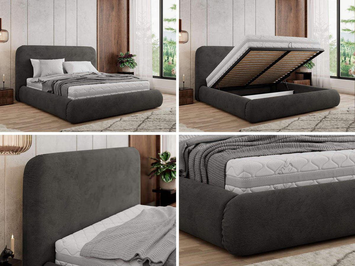 POLSTERBETT BENEA CLASSIC 200/200 - Dunkelgrau Velvet - Pocket-Matratze - Dunkelgrau, Textil (200/200cm) - MKS