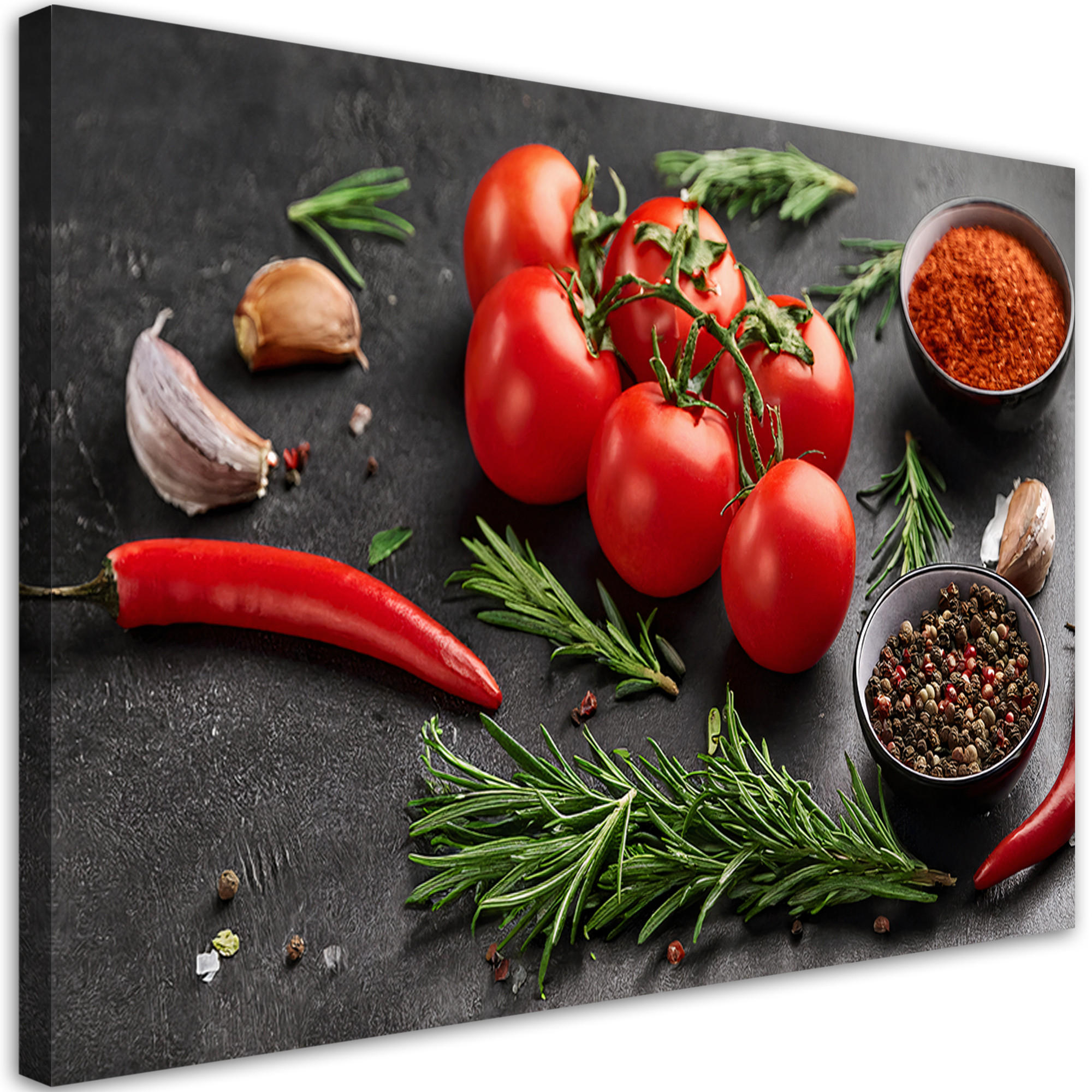 WANDBILD tomatengewürze für die küche - Multicolor, Textil (60/40cm) - Feeby