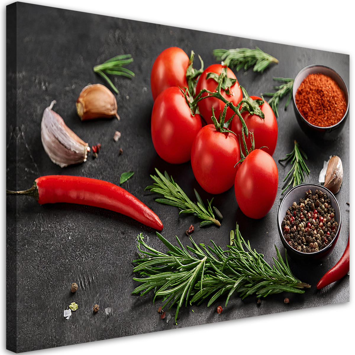 WANDBILD tomatengewürze für die küche - Multicolor, Textil (60/40cm) - Feeby