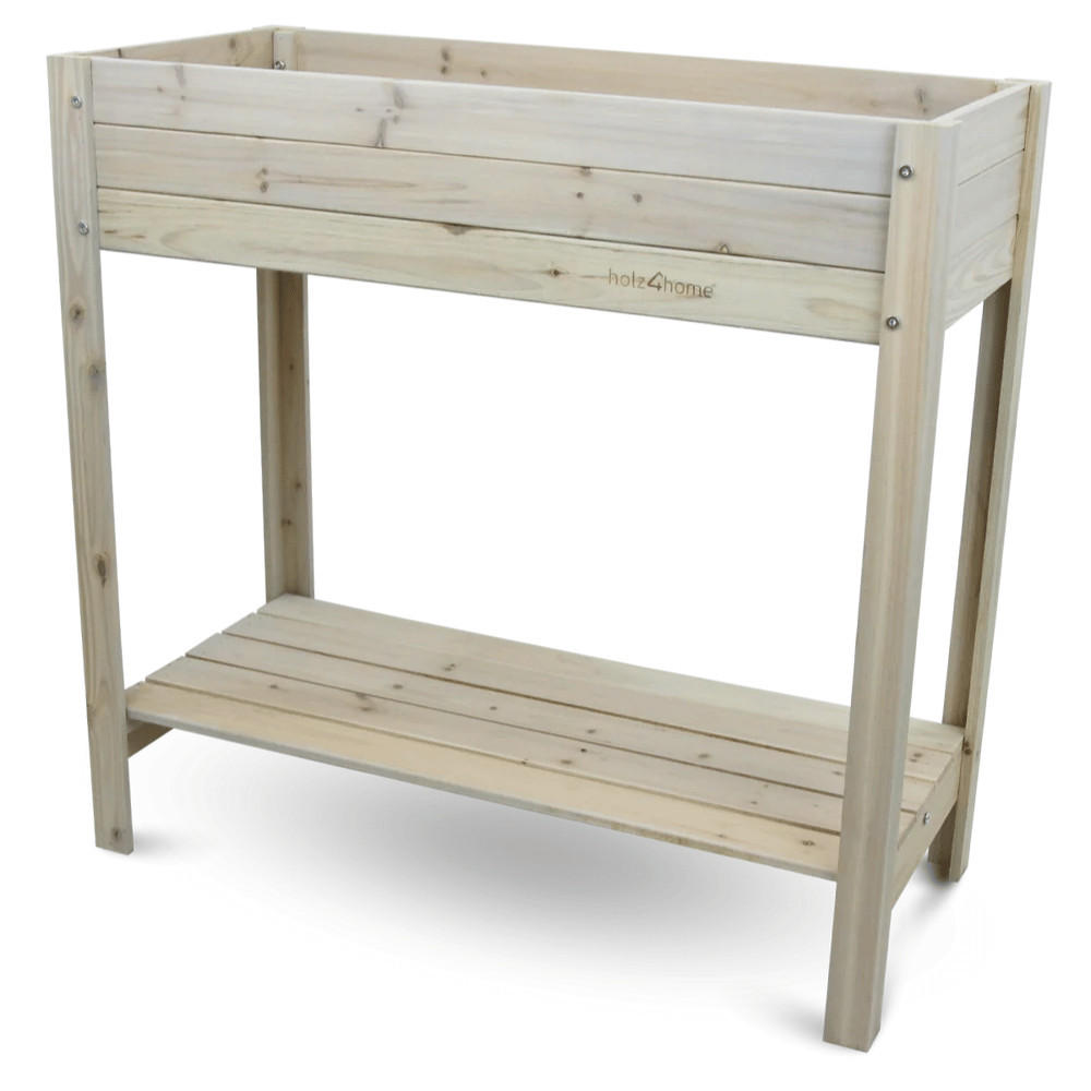 HOCHBEET Balkon Holz KLEO Inkl. Vlies Grauweiß - Grau, Holz (80/78/37cm) - DELUKE