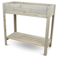 HOCHBEET Balkon Holz KLEO Inkl. Vlies Grauweiß - Grau, Holz (80/78/37cm) - DELUKE