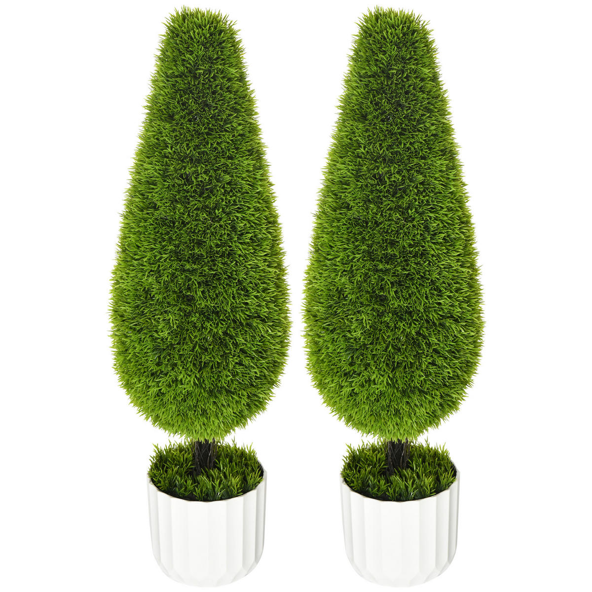 KUNSTPFLANZE DE-08645 2er-Set UV-beständig im Übertopf Weiß+Grün - Grün, Kunststoff (90cm) - ComfortXL