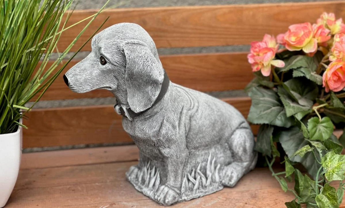 STEINFIGUR Dackel Waldemar frostfest Steinguss - Grau, Stein (12/25/30cm) - stoneandstyle