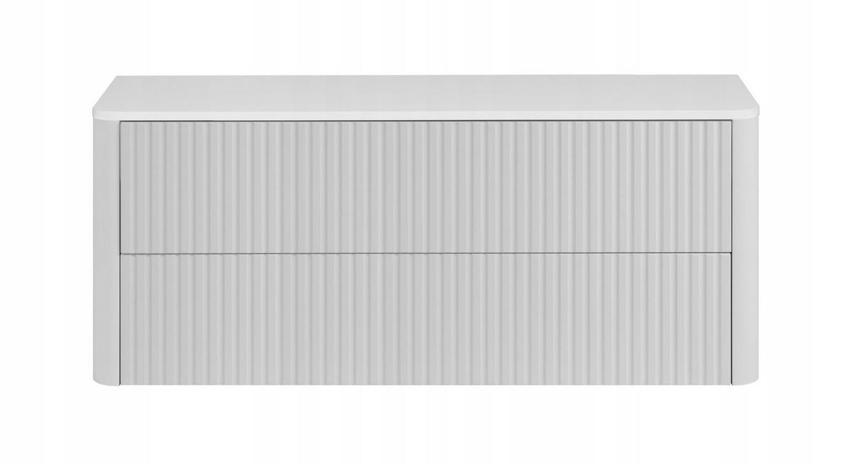 WASCHBECKENUNTERSCHRANK LINEA hängend geriffelt Weiß matt mit Waschtischplatte 120/48/44 cm - Weiß, Holzwerkstoff (120/48.4/43.7cm) - Rodan