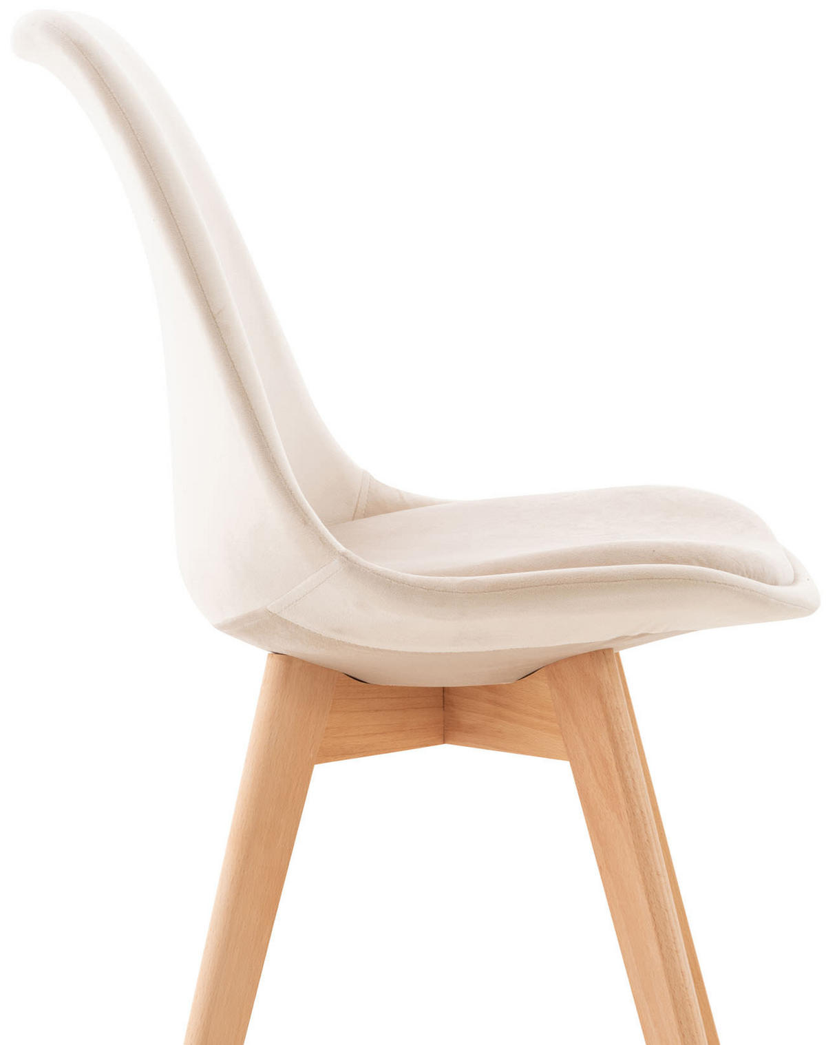 STUHL Samt beige - Eukalyptusholzfarben/Beige, Holz/Textil (49/83/50cm) - CLP