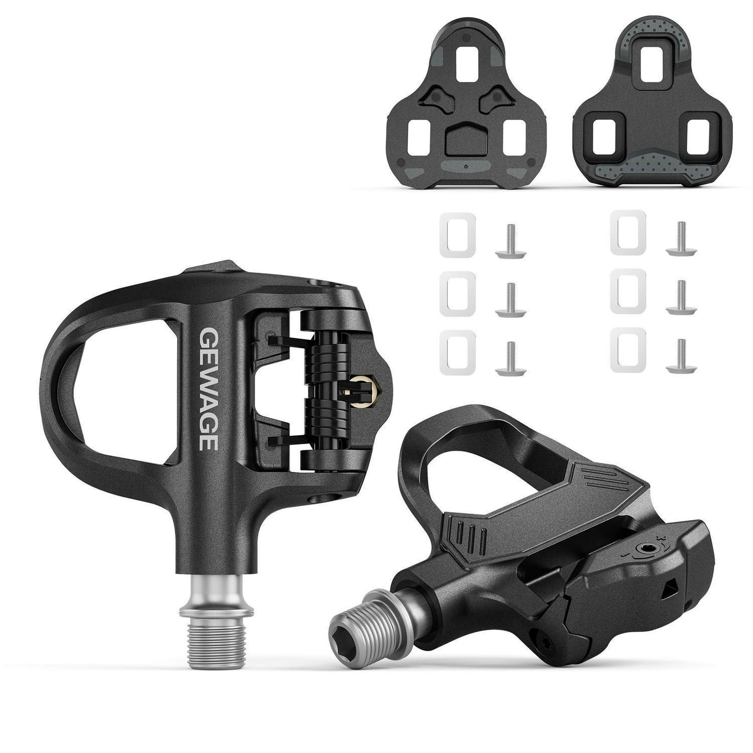 KLICKPEDALE für Rennrad Set mit verstellbarer Spannung und breiter Plattform - Schwarz, Kunststoff (8.7/1.5/10.3cm)