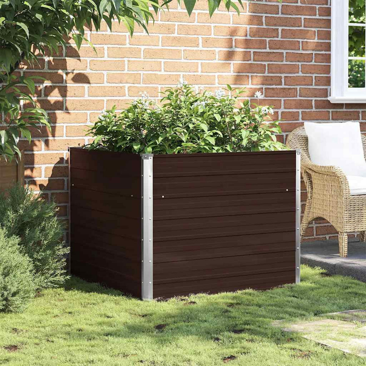 HOCHBEET Braun 100 x 100 x 77 cm - Braun, Metall (100/77/100cm) - furnicato