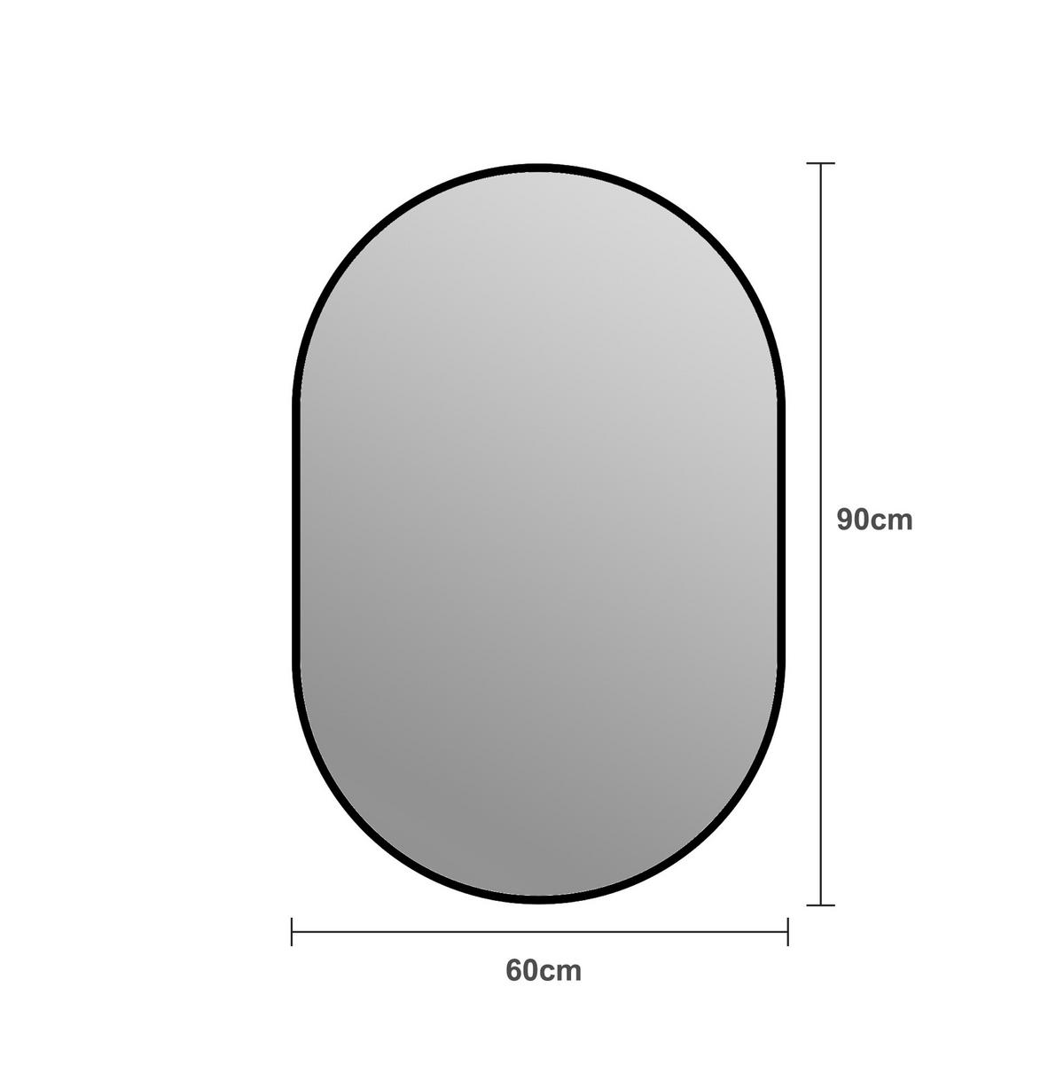 WANDSPIEGEL 60/2/90 cm schwarz aus Aluminium mit Bogendesign - Schwarz, Glas (60/2/90cm) - OKWISH