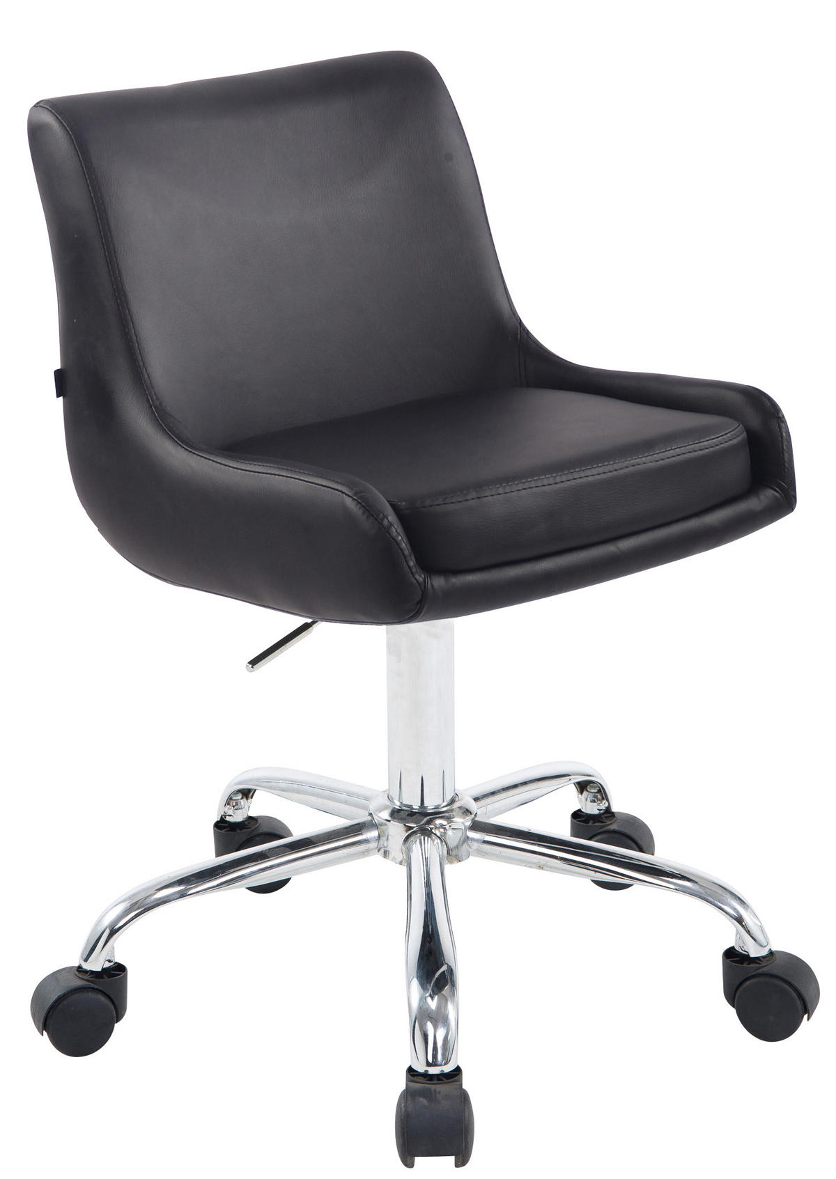 HOCKER Lederlook schwarz - Chromfarben/Schwarz, Textil/Metall (43/76/50cm) - CLP