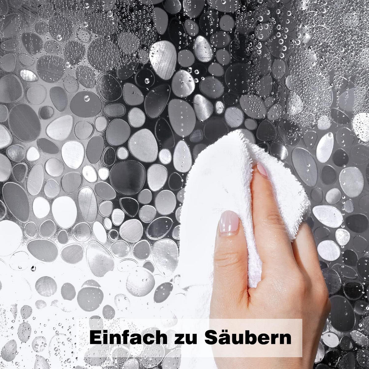 DUSCHVORHANG PEVA mit Magnet beschwert wasserdicht transparent waschbar schimmelresistent antibakteriell mit Ringen - Transparent, Kunststoff (1/1cm) - MCBOSON