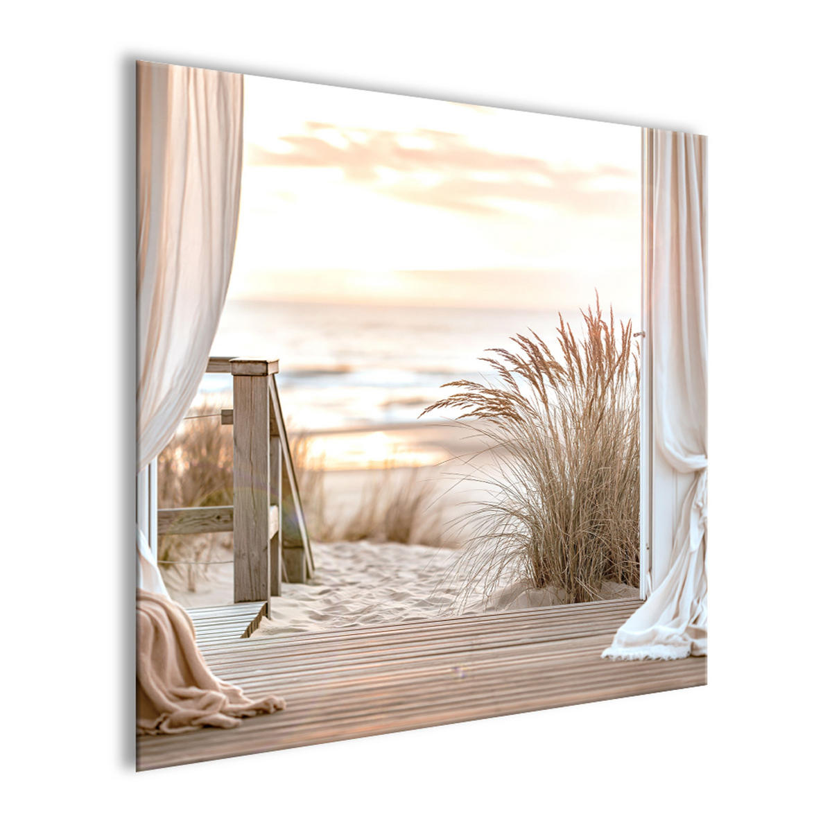 GLASBILD 50x50 cm Strand & Meer beige-weiß - Beige, Glas (50/50cm) - artissimo