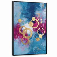 LEINWAND Bilder mit Rahmen - Kreise - Gold - Abstrakt - 80x120 - Blau, Textil (80/120cm) - MuchoWow