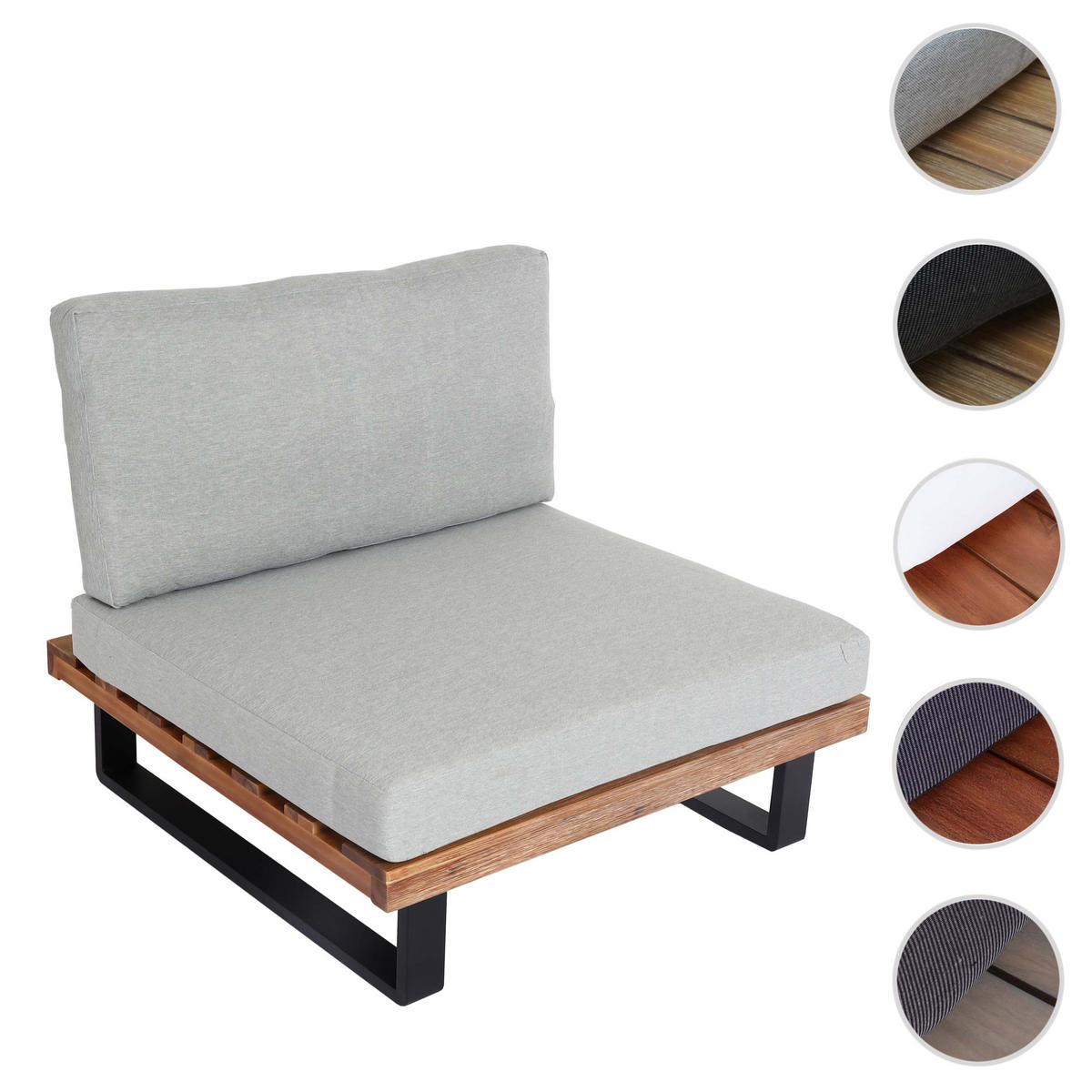 LOUNGE-SESSEL Schwarz, Braun, Hellgrau - Hellgrau/Schwarz, Holz (82/75/82cm) - MCW