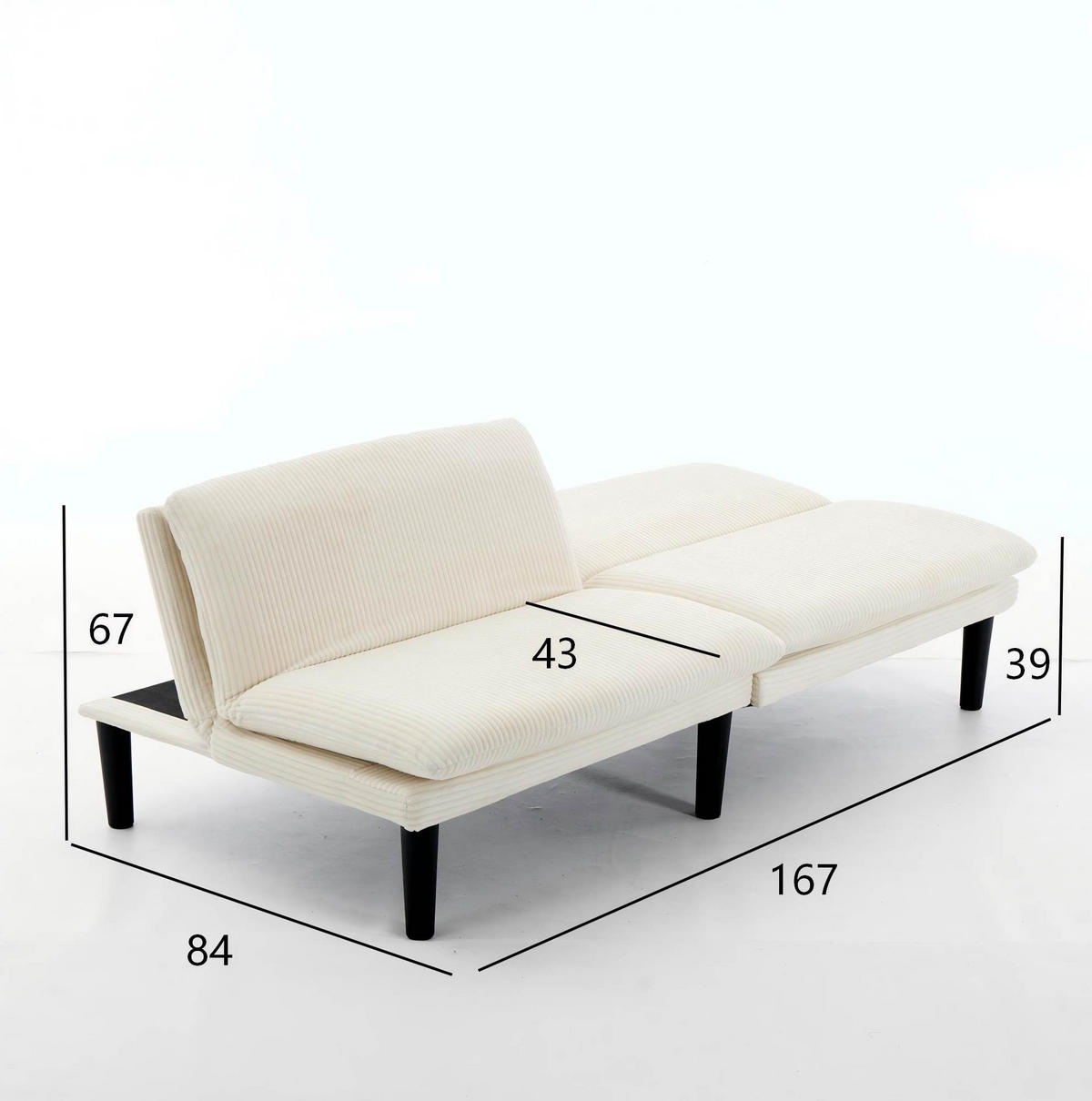 SOFA 2-Sitzer mit verstellbarer Rückenlehne Beige - Beige, Holzwerkstoff (168/67/86cm) - Meubliv