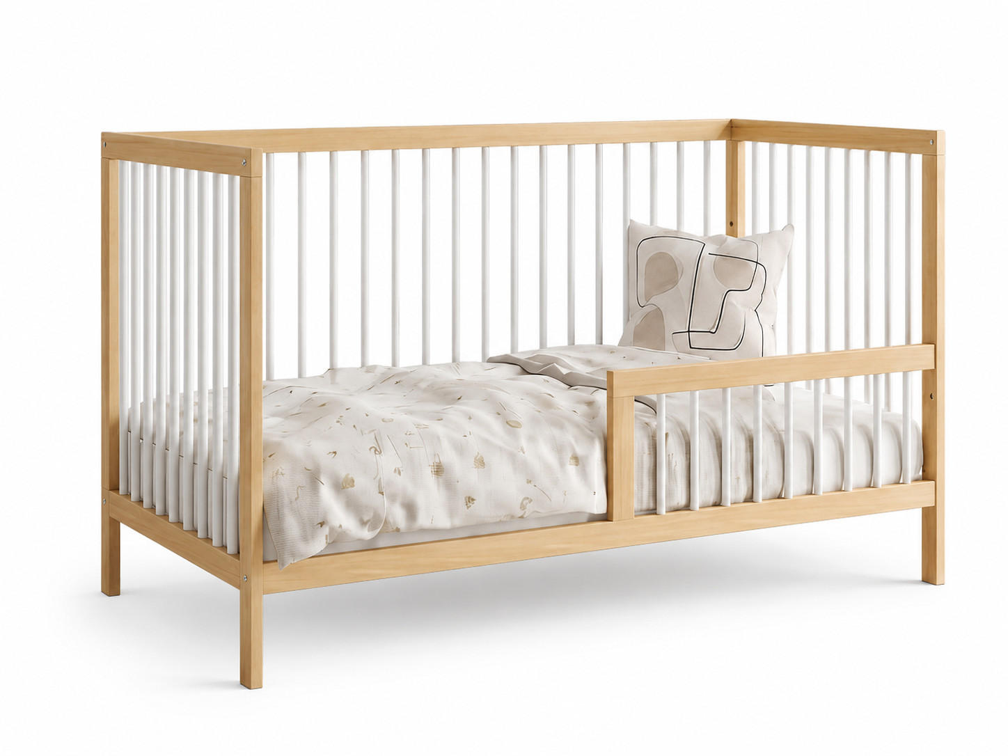 Kids Collective BABYPOSTÝLKA s poloviční boční zábranou 60x120 cm v přírodně bílé barvě