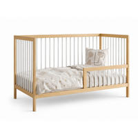 BABYPOSTIEĽKA s polovičnou bočnou zábranou 60x120 cm v prírodno-bielej farbe - biela/prírodná farba, drevo (60/120cm) - Kids Collective