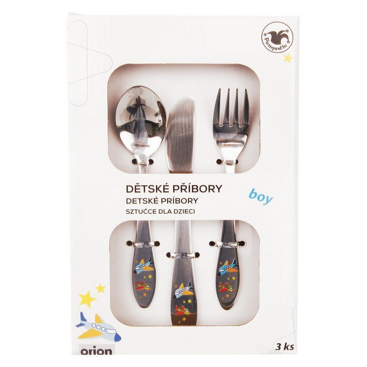 KINDERBESTECK Stahl 3-teilig. - Silberfarben, Metall - Orion 
