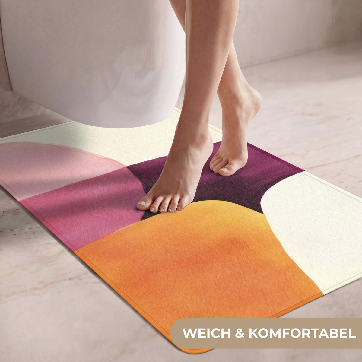 WC PŘEDLOŽKA Tvary - abstraktní - barevné 60x90 cm - terakotová, textil/plast (60/1cm) - OnlyWow