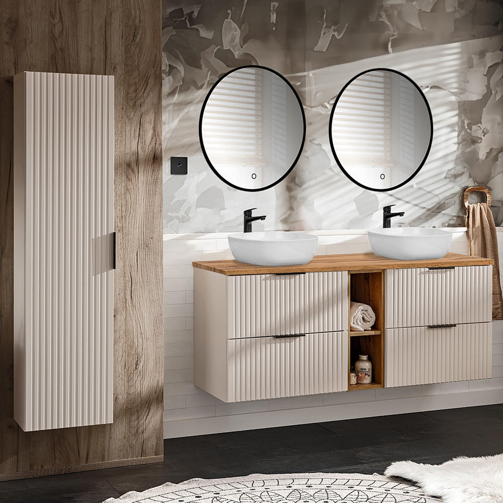 BADMÖBEL-SET 4-TLG. Adelaide-56 - Beige, Holzwerkstoff (205/200/47cm) - Lomado