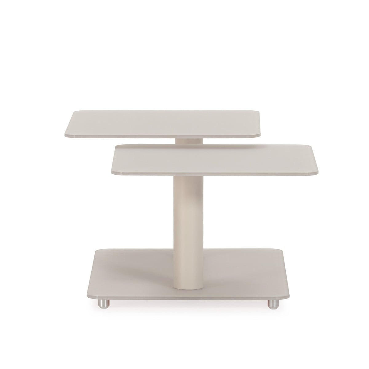 COUCHTISCH mit quadratischen Glasplatten 54/42,8/114,6 cm - Beige, Glas (66.5/54/42.8cm) - Calicosy