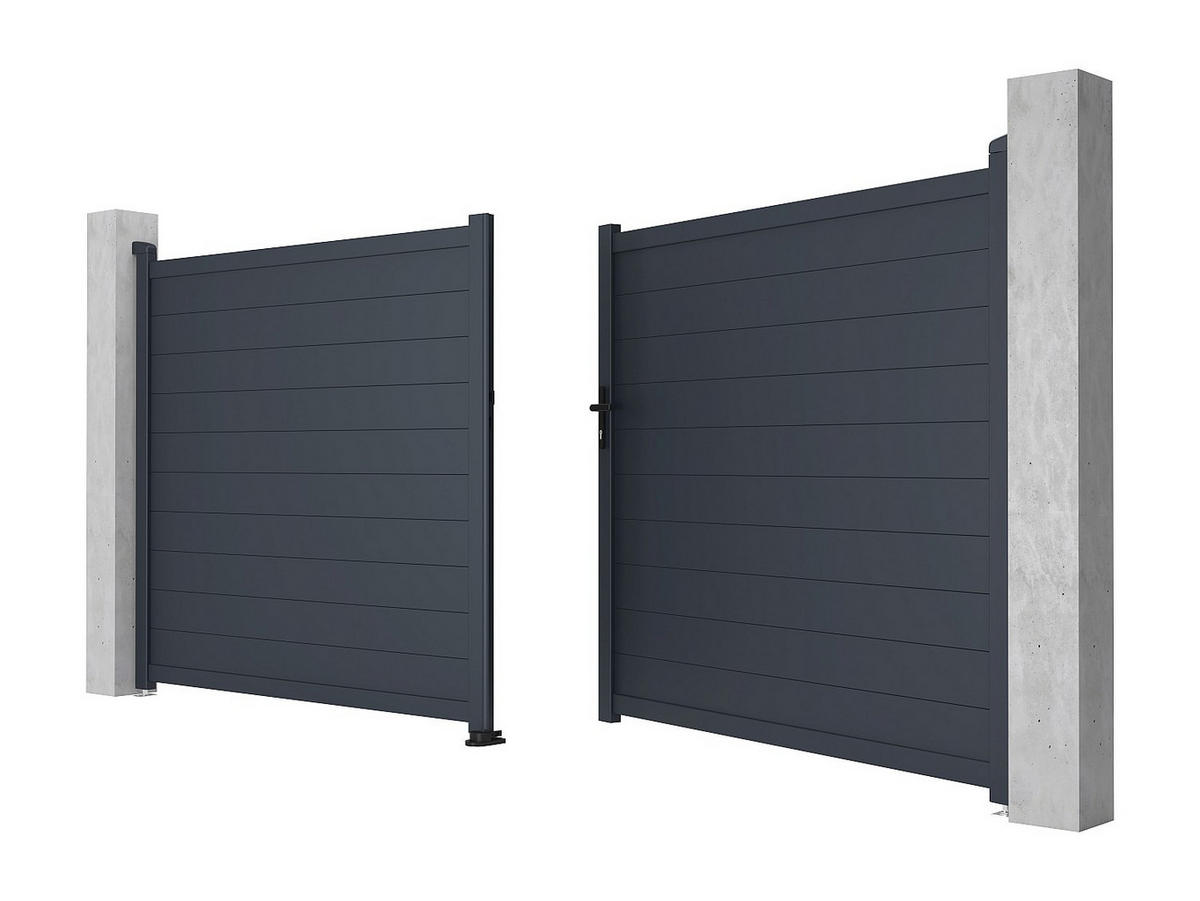 FLÜGELTOR - 392 cm x 4.6 cm - metall - anthrazitgrau Nazario - Anthrazit, Metall (392/161cm) - Vente-Unique