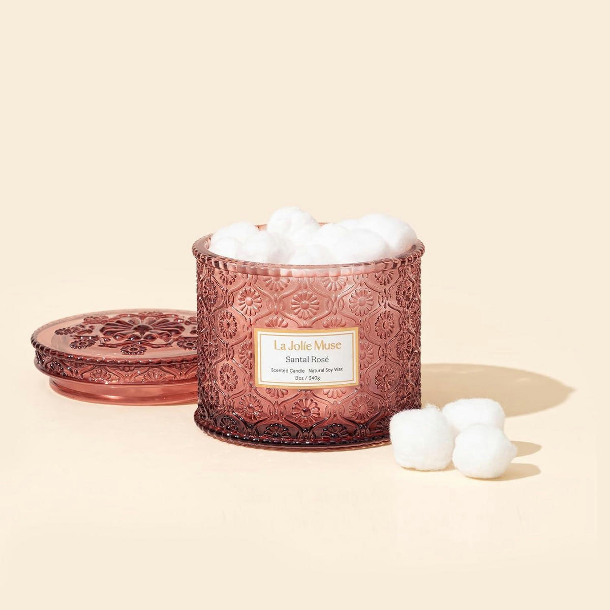 DUFTKERZE Santal Rosé Sojawachs 340 g - Rosa, Paraffin (4cm)